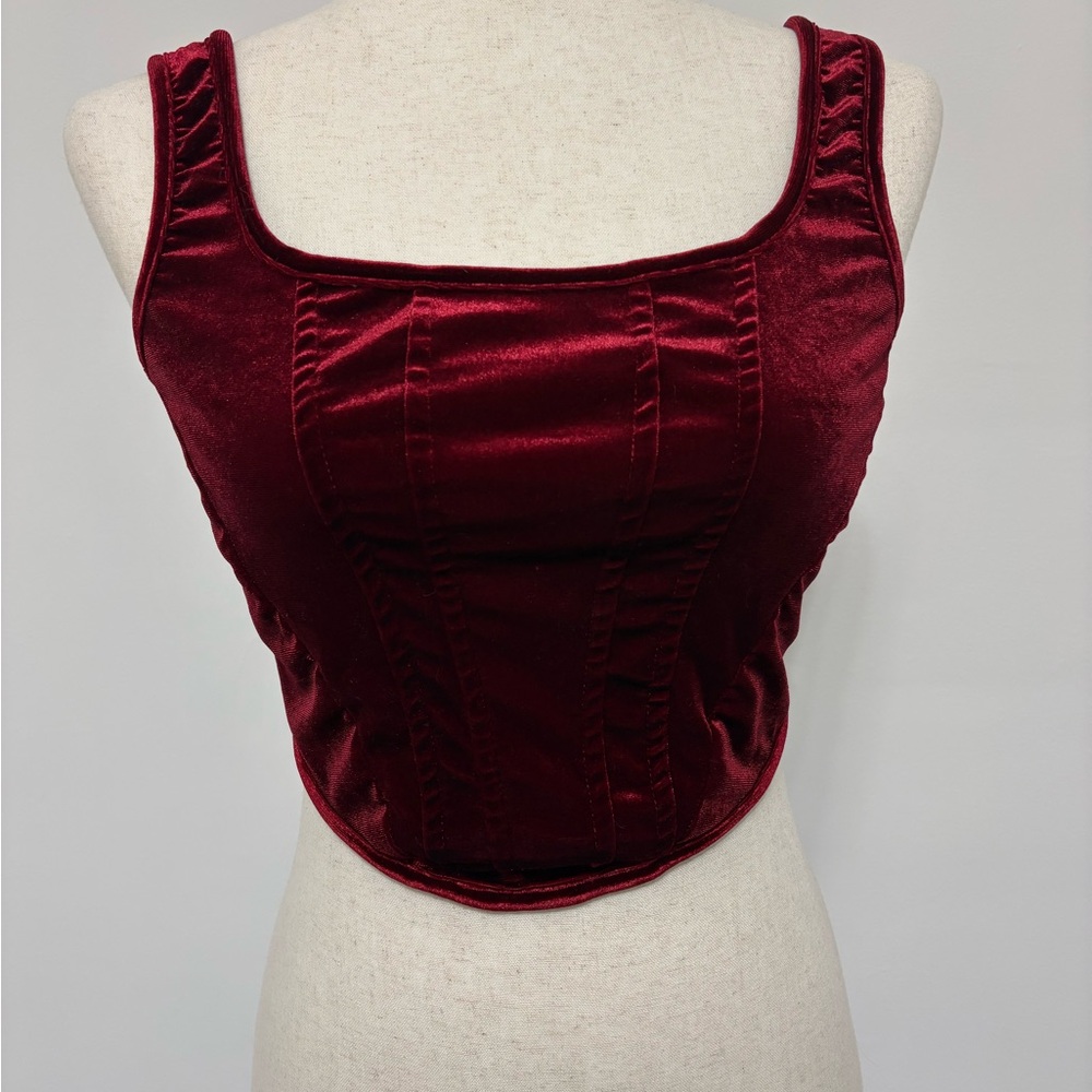 Unbranded Red Velvet Corset Crop Top Sz S